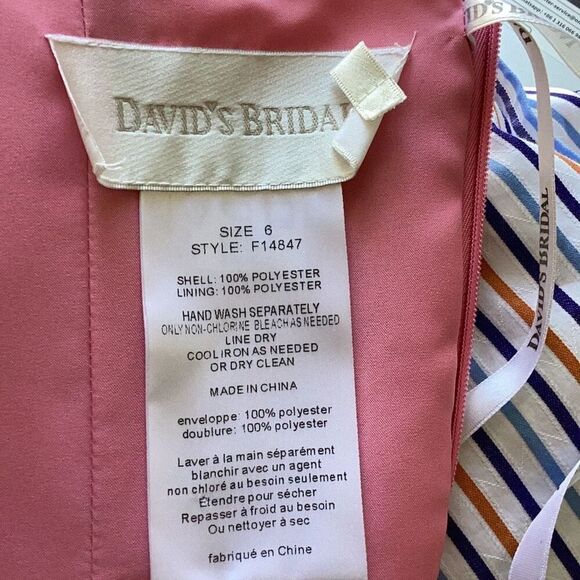 David’s Bridal Crinkled Chiffon Short Dress Pink Women’s 6 Bridesmaid Party - Picture 8 of 8